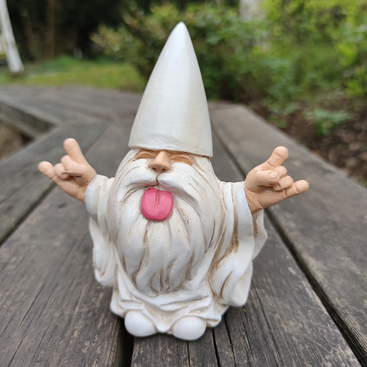 Naughty Garden Gnome Statue with Tongue Out - Funny Resin Dwarf Figurine for view 2
