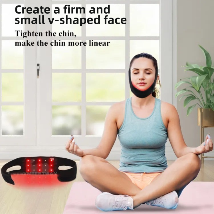 Breathable V-Line Chin Strap with 15 high-intensity Red-Light LEDs for Facial