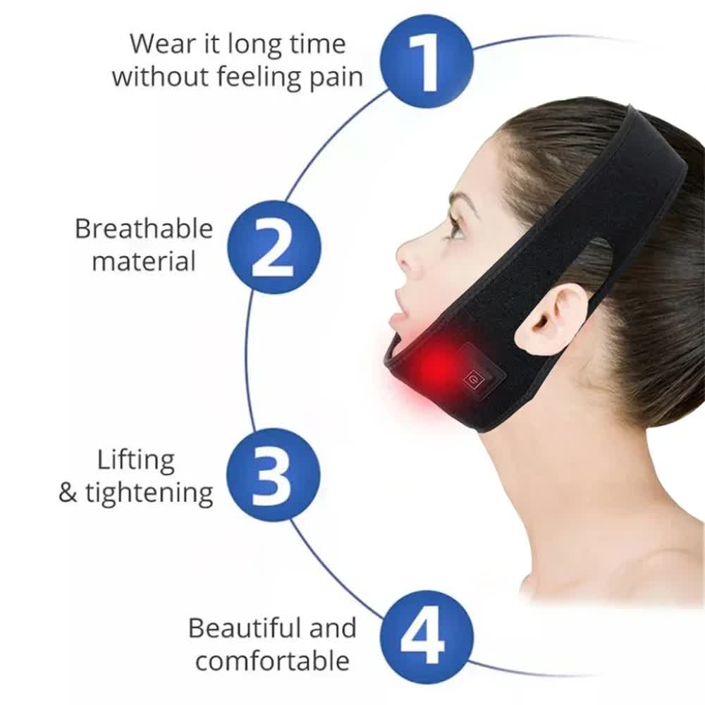 Breathable V-Line Chin Strap with 15 high-intensity Red-Light LEDs for Facial view 3