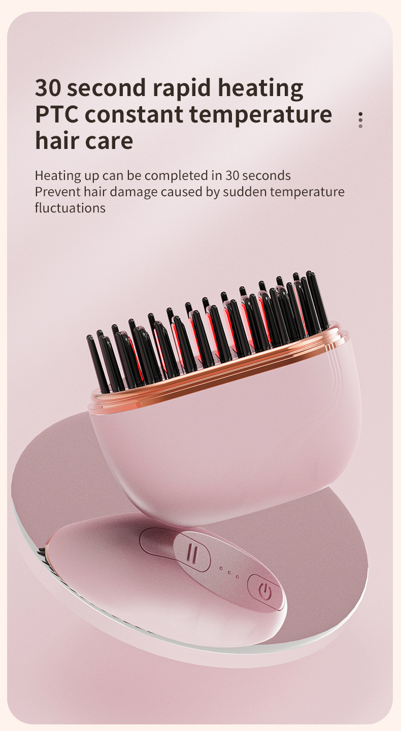 Black Cordless Portable Hair Straightening & Curling Brush - Plant Protein view 5