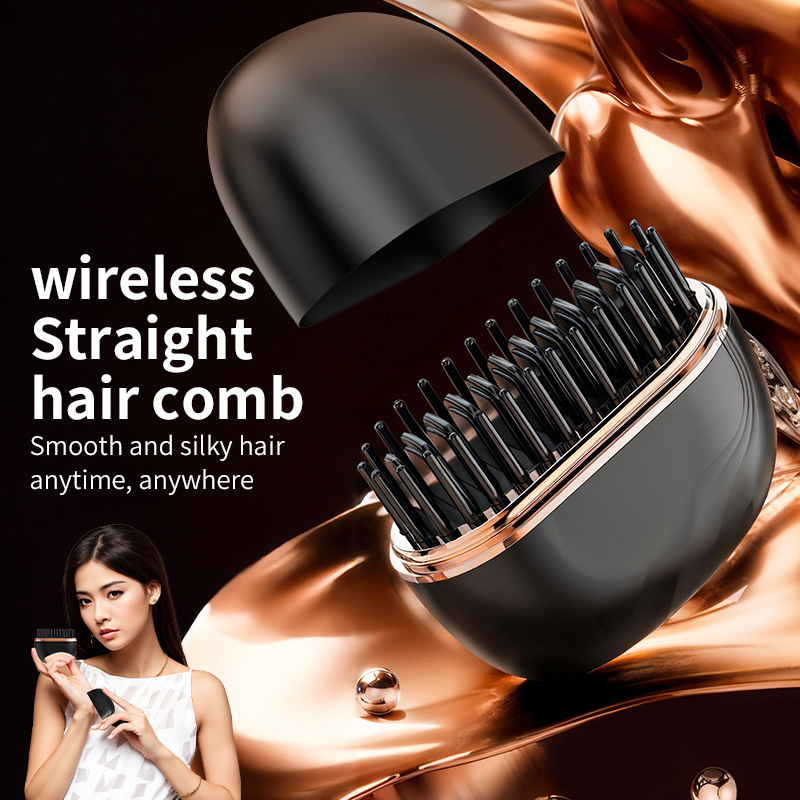 Pink Cordless Portable Hair Straightening & Curling Brush - Plant Protein view 2