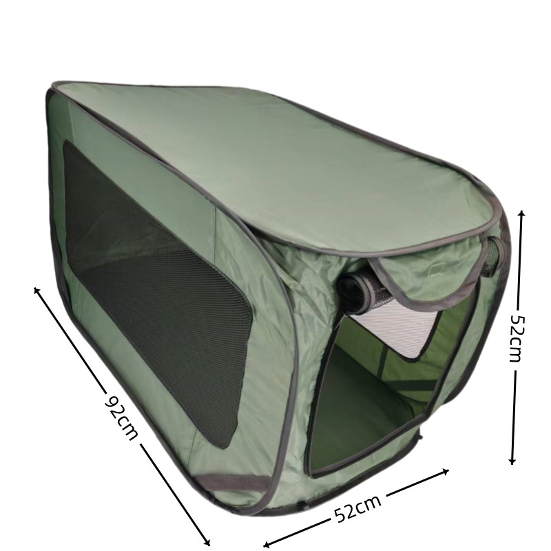 Green Instant Pop-Up Foldable 4-Sided Pet Playpen & Car Crate - Breathable