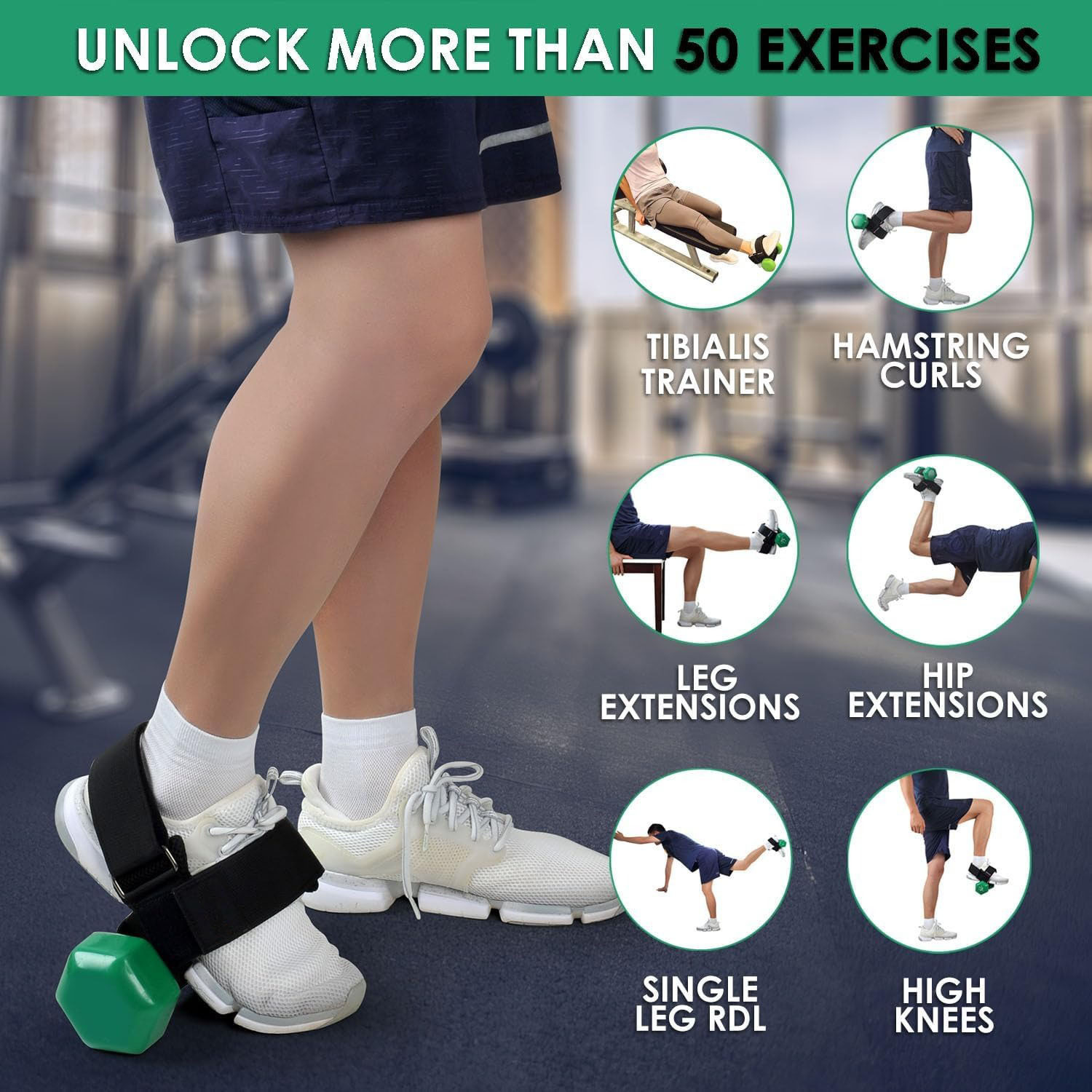 1-Pair Heavy Duty Ankle Strap Compatible With Dumbbell for Weightlifting view 2