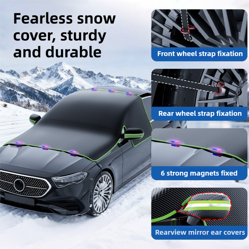 Black-Orange Magnetic Car Windshield Protector with 6 Magnets & 4 Secure view 3