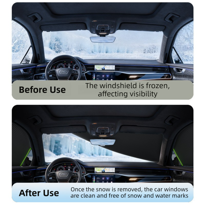 Black-Green Magnetic Car Windshield Protector with 6 Magnets & 4 Secure Straps view 4