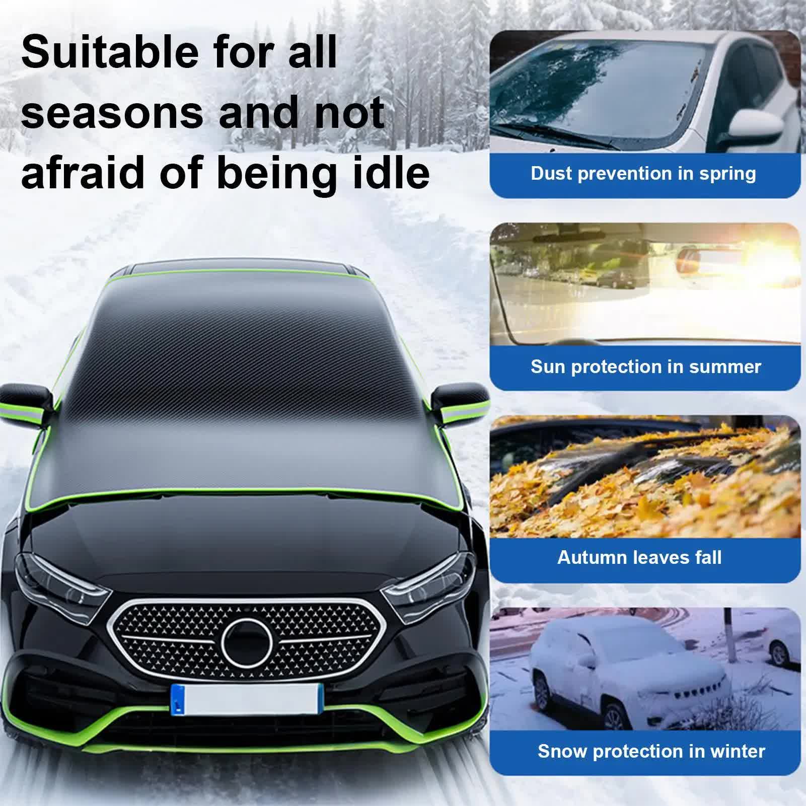 Black-Green Magnetic Car Windshield Protector with 6 Magnets & 4 Secure Straps view 6
