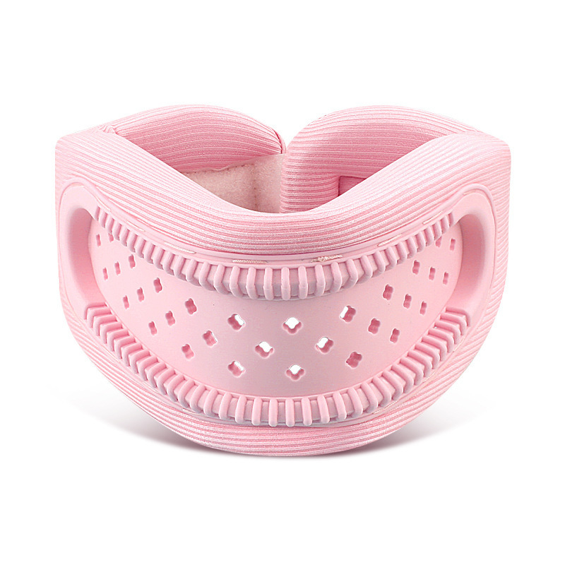 Pink Adjustable Silicone Neck Brace with High-Elastic Memory Foam & V-Shape