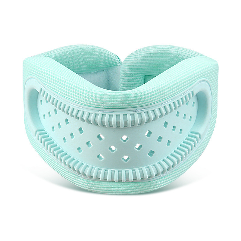 Blue Adjustable Silicone Neck Brace with High-Elastic Memory Foam & V-Shape