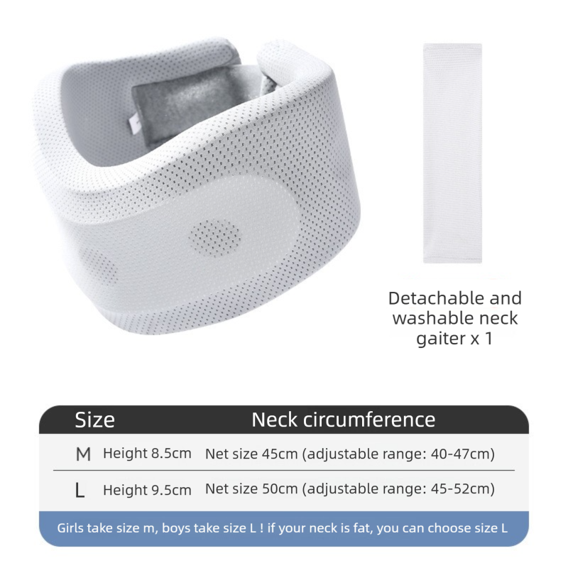 Grey Adjustable Cooling Jelly Core Neck Brace with Washable Cover - 3D Hollow