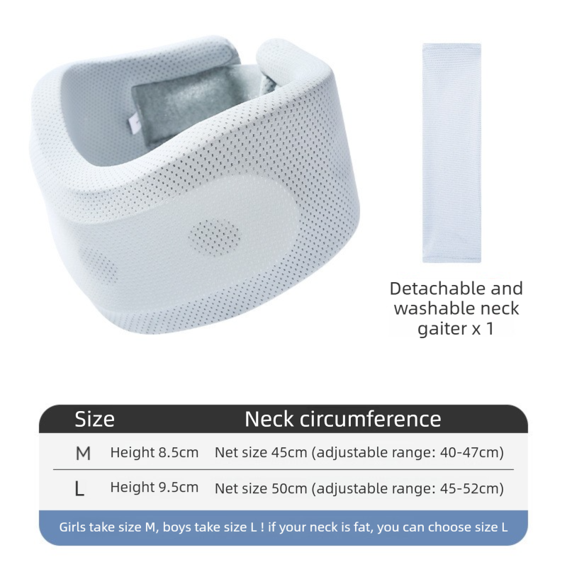 Light Blue Adjustable Cooling Jelly Core Neck Brace with Washable Cover - 3D