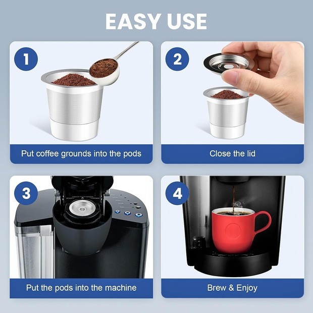 2-Pack Reusable K-Cup Coffee Pod for Keurig Brewers - Premium 304 Steel view 3