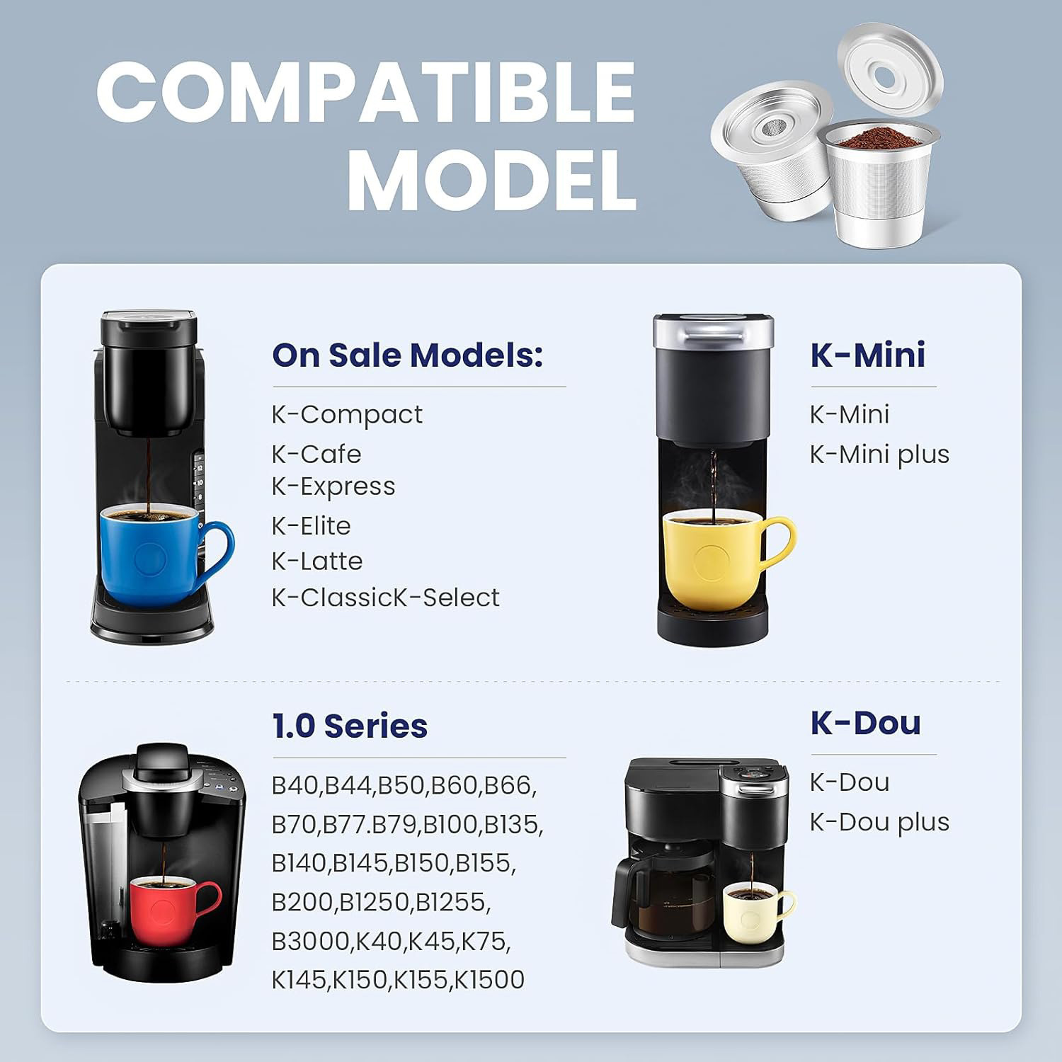 2-Pack Reusable K-Cup Coffee Pod for Keurig Brewers - Premium 304 Steel view 4