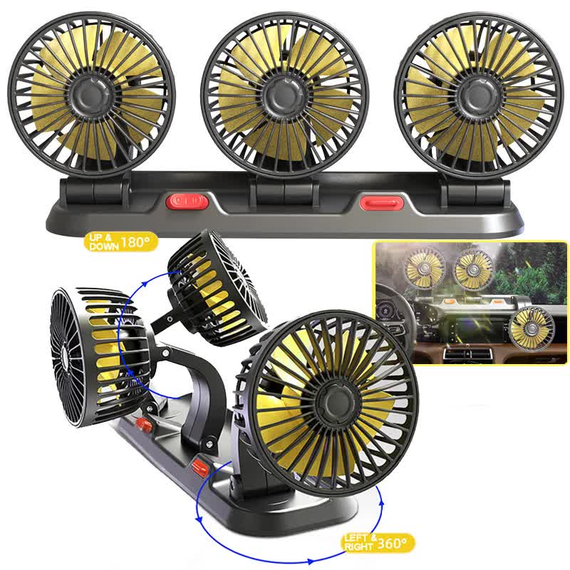 3-in-1 Powerful Car Single Head Fan (12V Lighter Power) - Quiet Cooling Fan view 3