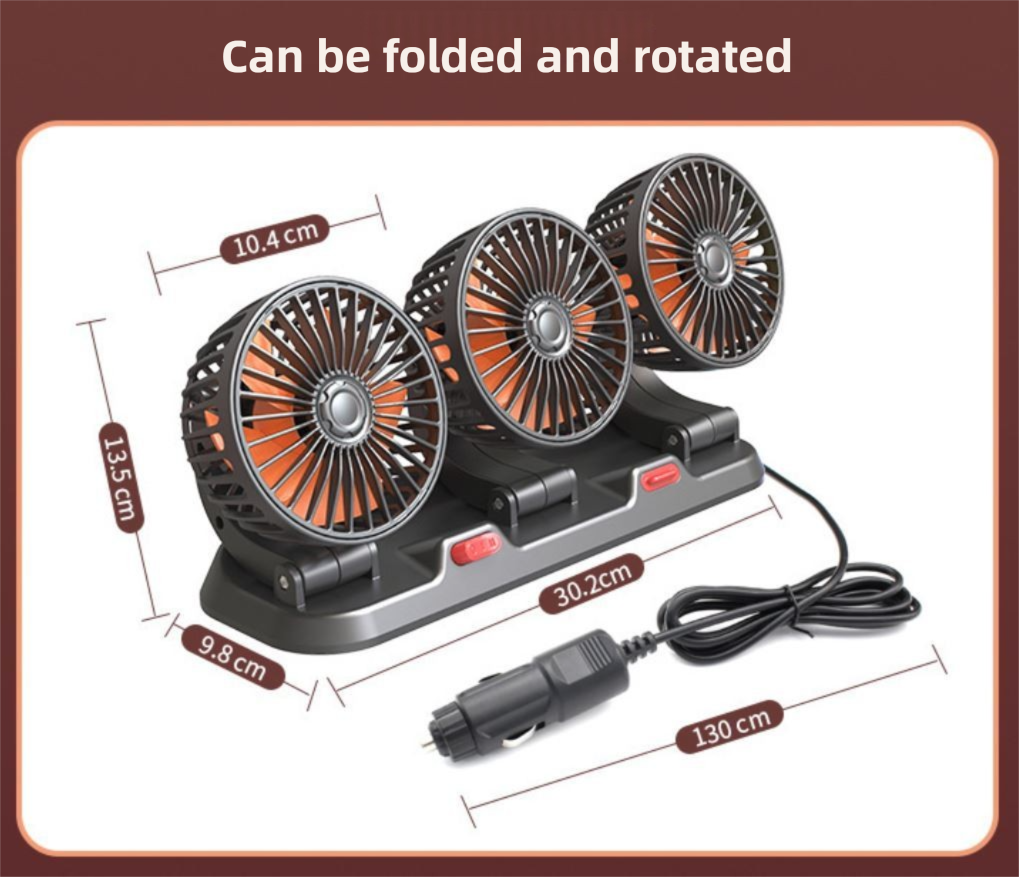 3-in-1 Powerful Car Dual Head Fan (USB Power) - Quiet Cooling Fan Integrated view 7