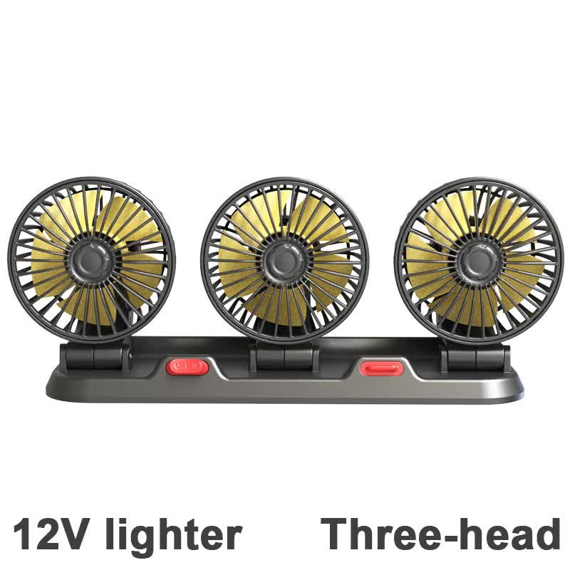 3-in-1 Powerful Car Triple Head Fan (12V Lighter Power) - Quiet Cooling Fan — image 1