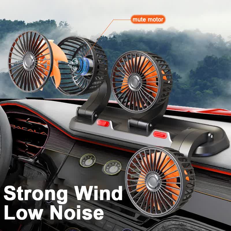 3-in-1 Powerful Car Triple Head Fan (12V Lighter Power) - Quiet Cooling Fan view 2