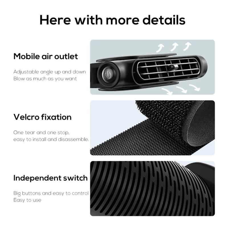 Beige Cordless Dual-Turbo Car Seat Cooling Fan with Velcro Mount - Powerful view 7