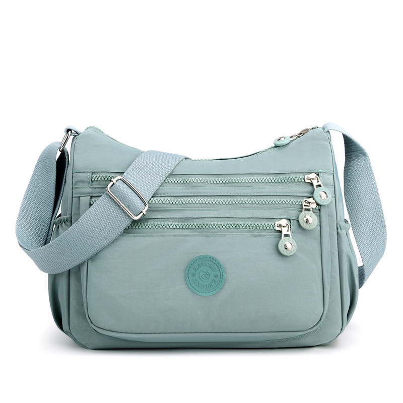 Light Blue Versatile Nylon Multi-Pocket Crossbody Bag - Lightweight Casual