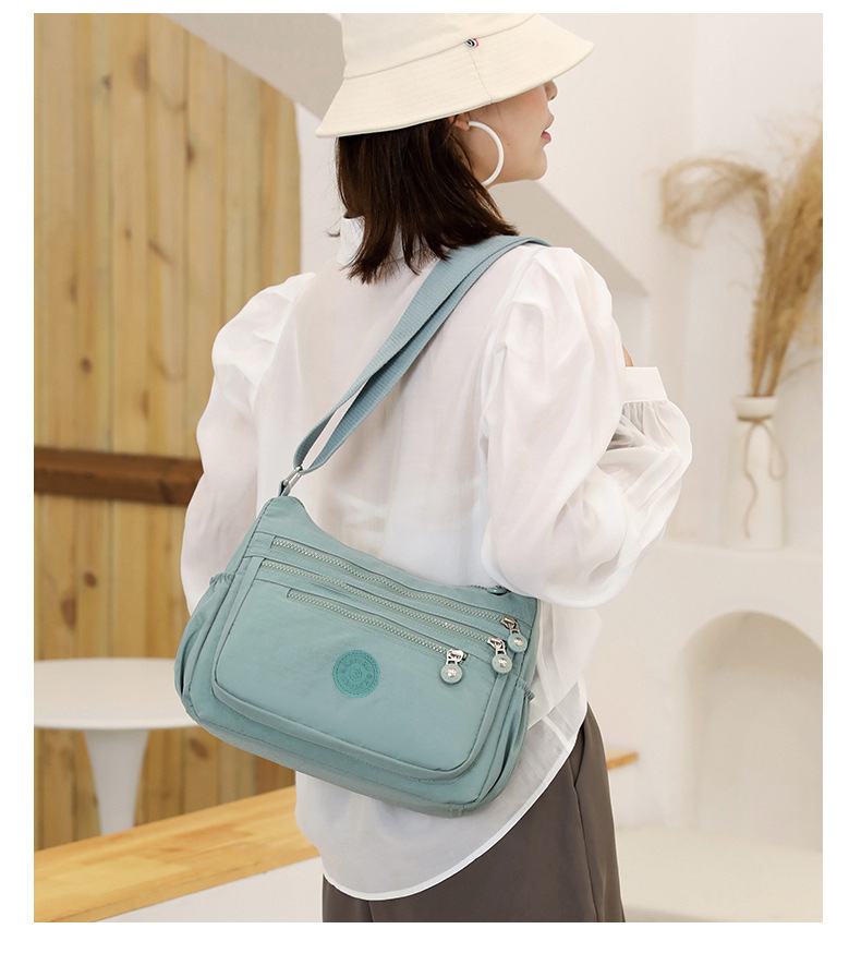Light Blue Versatile Nylon Multi-Pocket Crossbody Bag - Lightweight Casual view 2