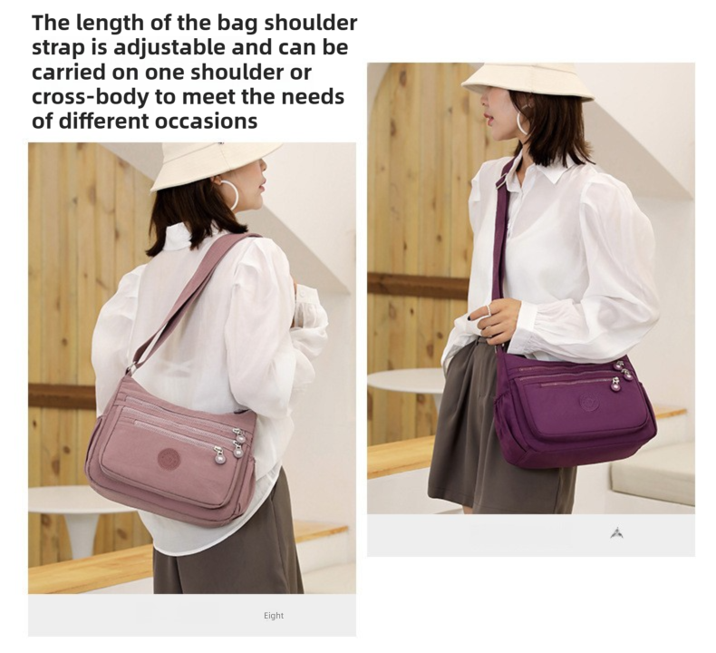 Light Blue Versatile Nylon Multi-Pocket Crossbody Bag - Lightweight Casual view 5