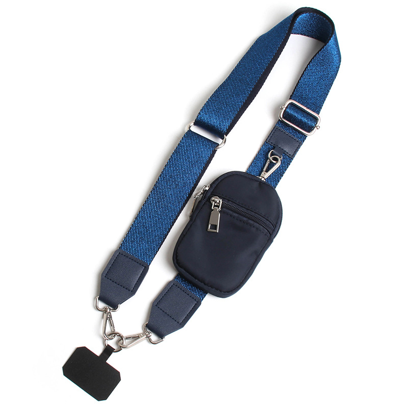 Blue Versatile Crossbody Phone Lanyard with Detachable Mini Pouch - Twill