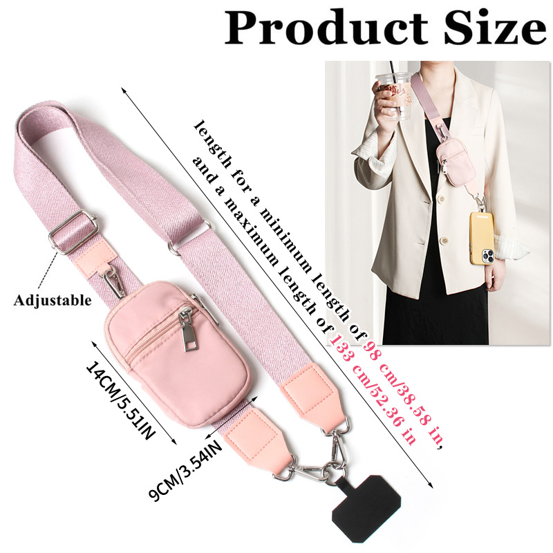 Blue Versatile Crossbody Phone Lanyard with Detachable Mini Pouch - Twill view 2
