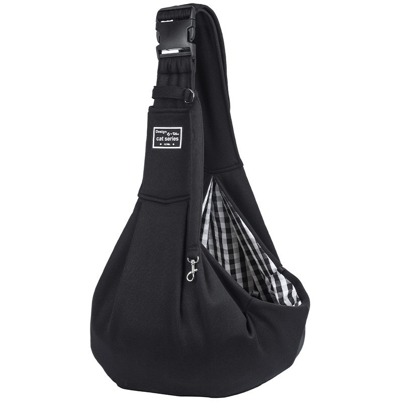 Black Lightweight Breathable Pet Crossbody Bag with Adjustable Padded Strap &