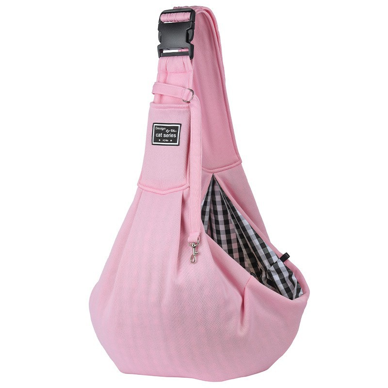 Pink Lightweight Breathable Pet Crossbody Bag with Adjustable Padded Strap &