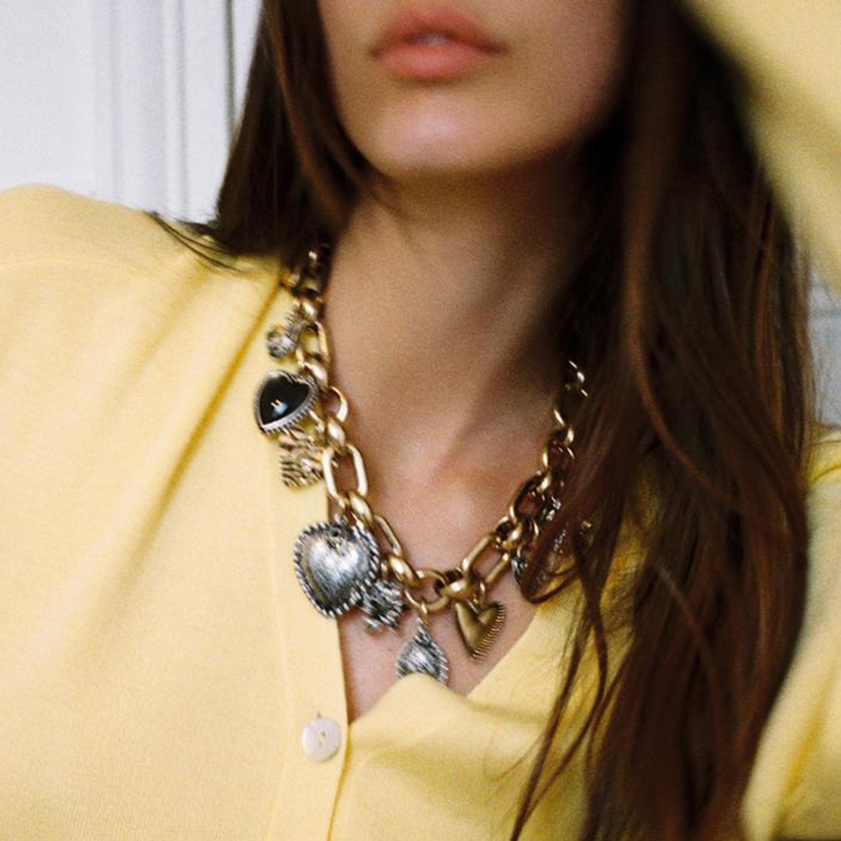 European and American Statement Exaggerated Heart & Floral Rhinestone Necklace view 2