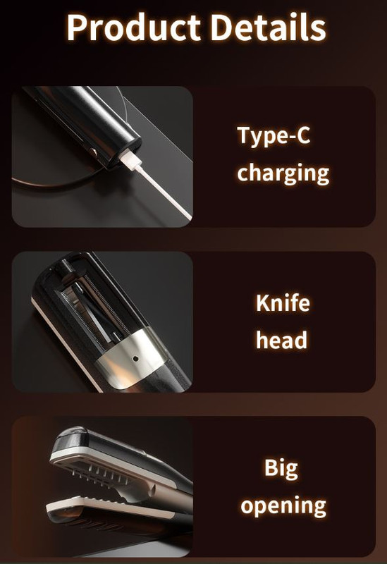 Red Cordless Automatic Split End Hair Trimmer - High-Speed Double-Sided Blade view 7