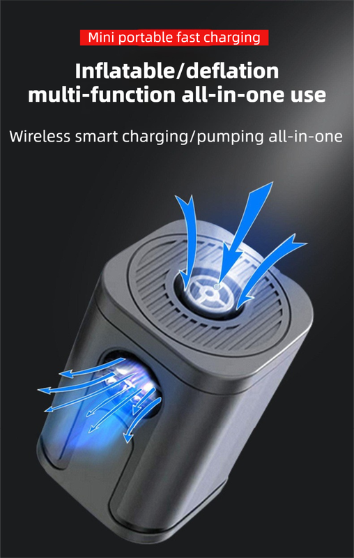 Black Wireless Rechargeable Vacuum Pump with 5 Versatile Nozzles - 2-in-1 view 2