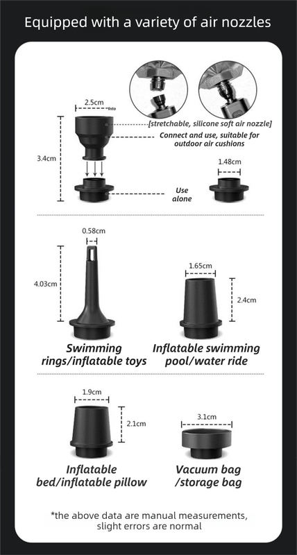 White Wireless Rechargeable Vacuum Pump with 5 Versatile Nozzles - 2-in-1 view 5