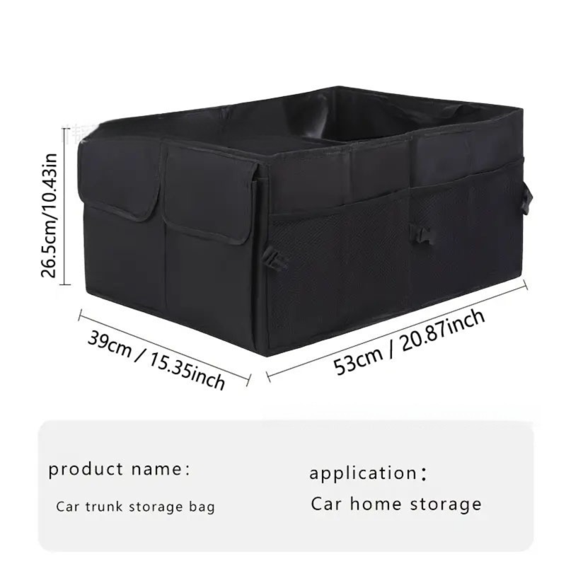 Heavy-Duty Foldable Car Trunk Organizer with Handles - Large Capacity Cargo view 2