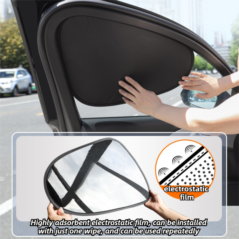 4-PCS Static Cling Car Window Sunshades Set - Glue-Free Insulating Total view 3