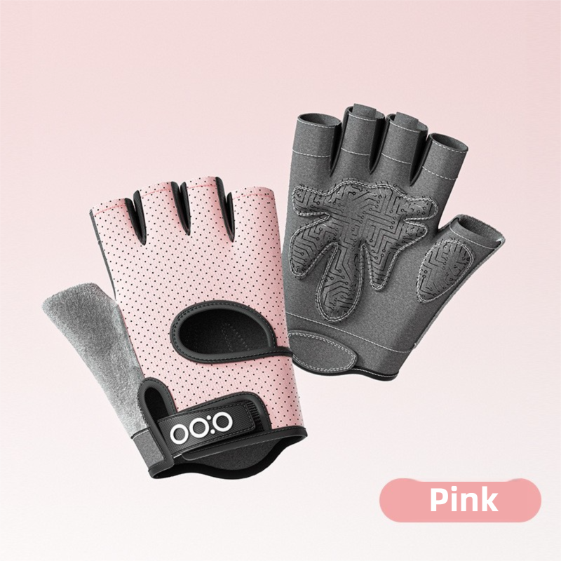 Pink Heavy-Duty Unisex Gym Training Gloves with Integrated Wrist Support