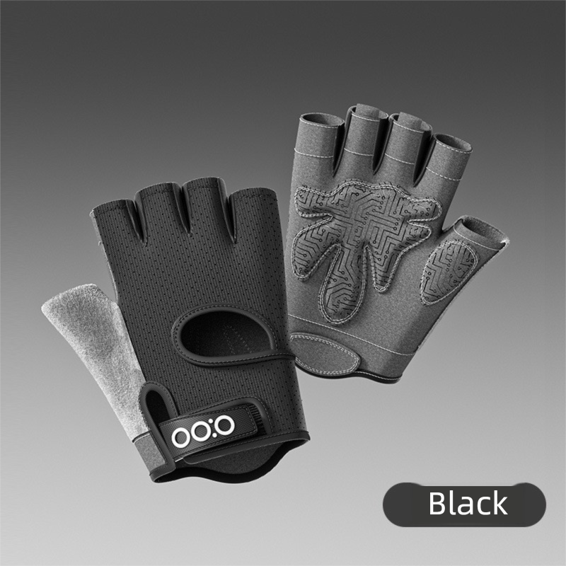 Black Heavy-Duty Unisex Gym Training Gloves with Integrated Wrist Support