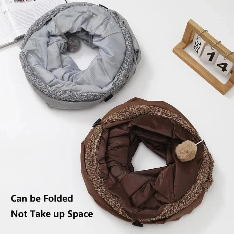 30X67CM Grey Durable Suede Foldable Cat Tunnel - Interactive Multi-Sensory view 3