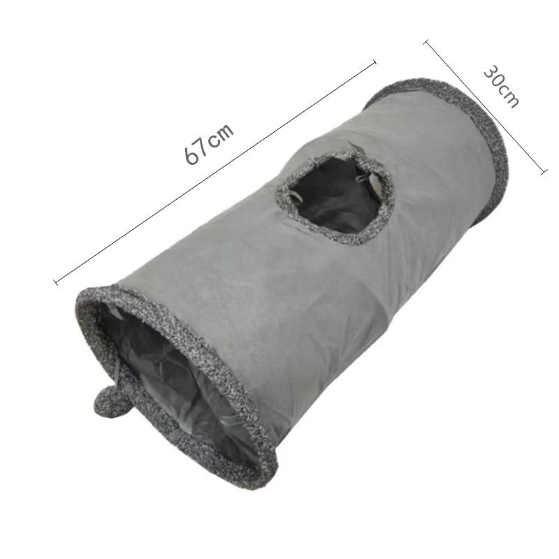 30X67CM Grey Durable Suede Foldable Cat Tunnel - Interactive Multi-Sensory view 4