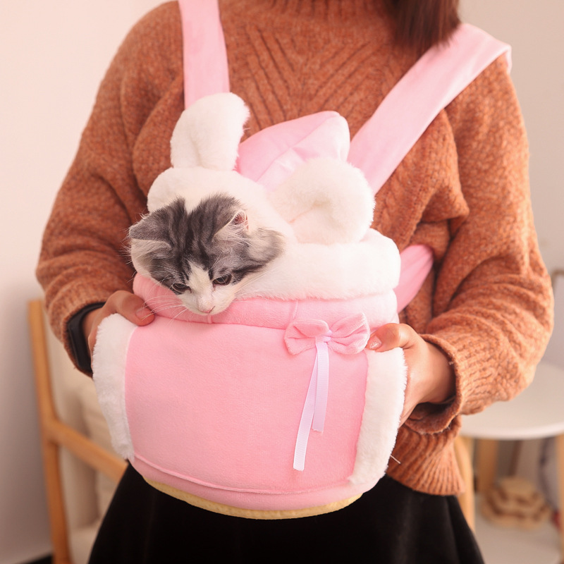 Pink 2-in-1 Ultra-Soft Plush Pet Carrier & Mobile Bed - Portable & Lightweight