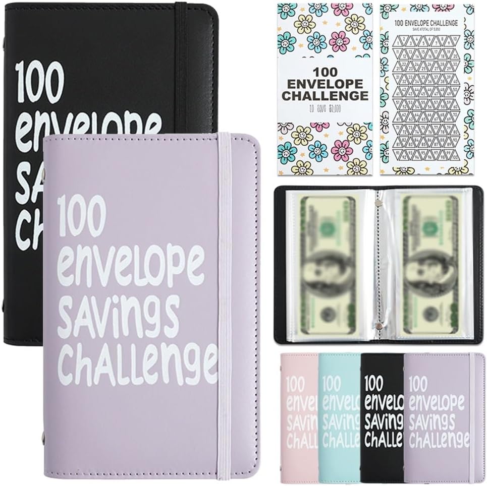 Two-Player 100 Days Envelope Savings Challenge with 50 Clear Double-Sided