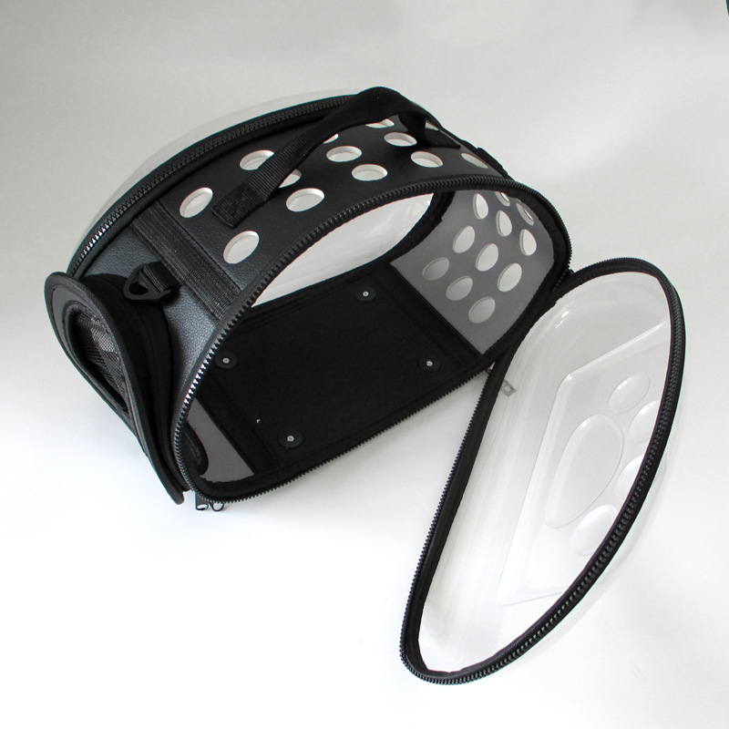 Black Foldable Breathable Pet Carrier with Panoramic Window & Strap - EVA & view 2