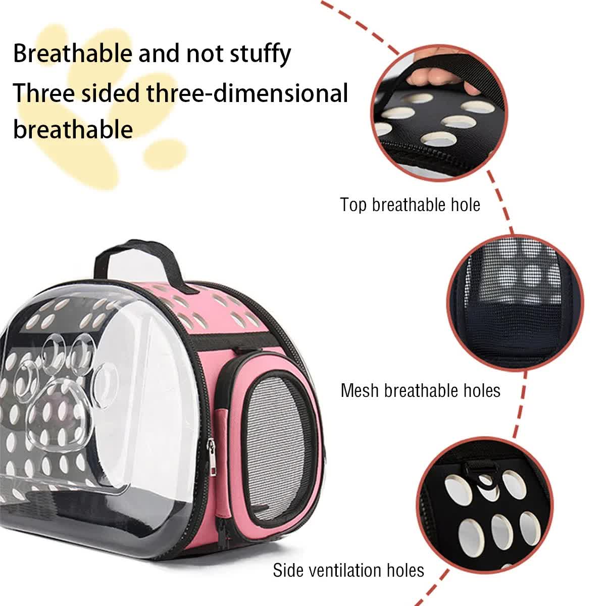 Black Foldable Breathable Pet Carrier with Panoramic Window & Strap - EVA & view 4