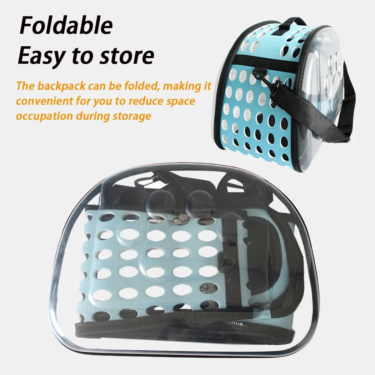 Black Foldable Breathable Pet Carrier with Panoramic Window & Strap - EVA & view 5