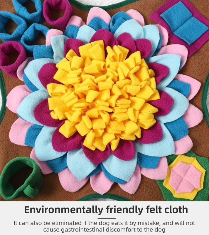 Yellow 48x48CM Durable Felt Cloth Pet Puzzle Sniffing Mat - Mental Stimulation view 2