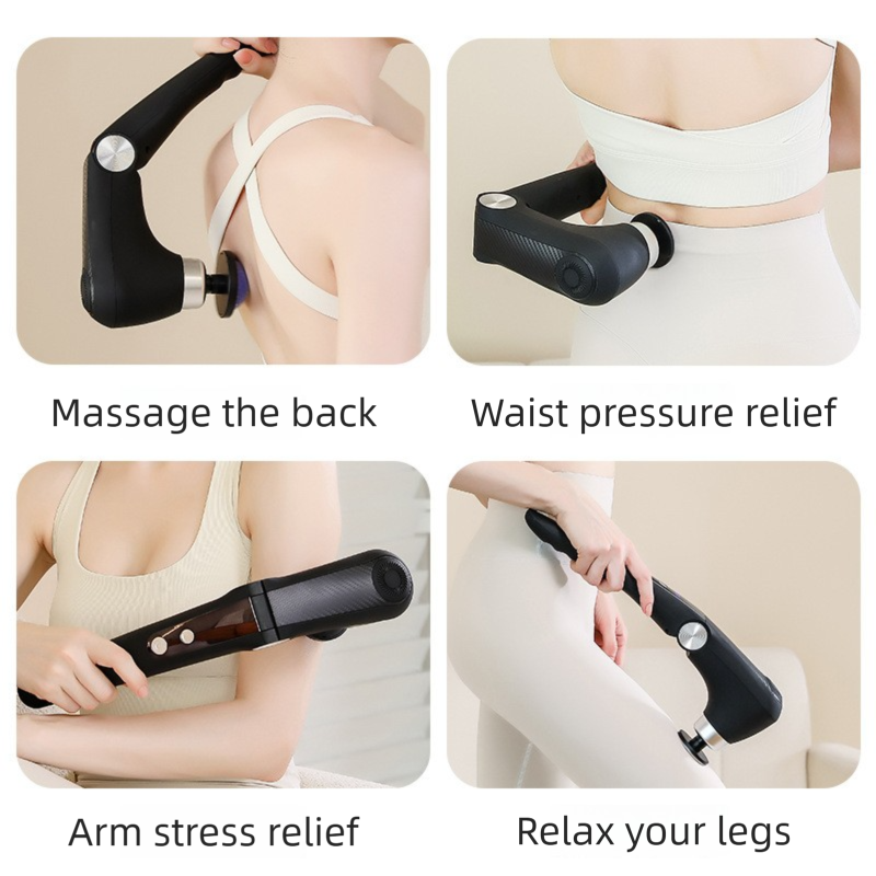 Black-Blue Foldable Percussion Massage Gun with Hot Cold Compress & 10 Heads view 7