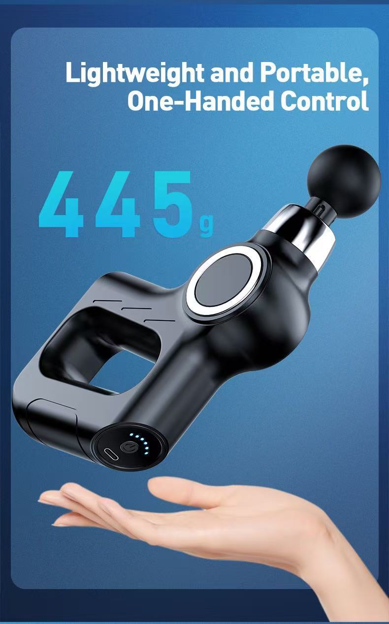 Red Portable Mini Triangle Massage Gun with 6 Heads & 6 Speed Setting - High view 7