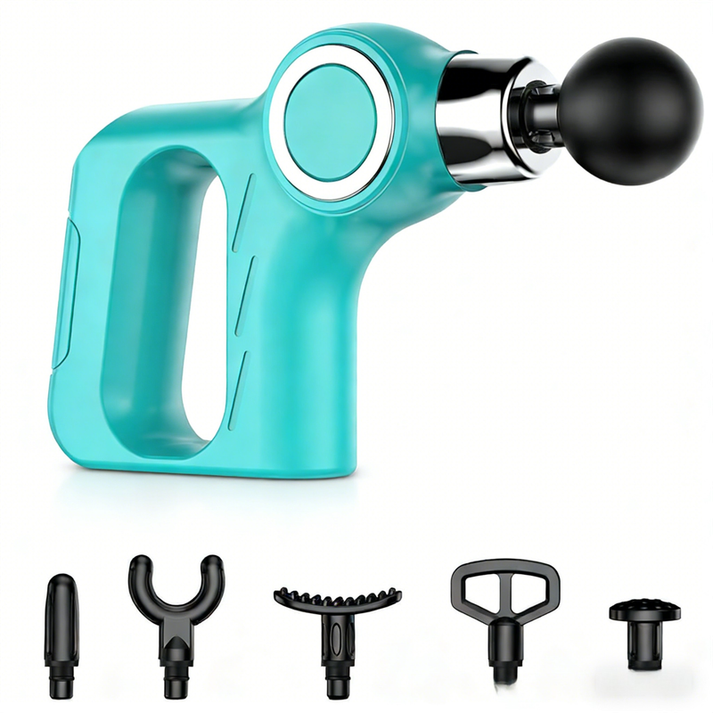Mint Portable Mini Triangle Massage Gun with 6 Heads & 6 Speed Setting - High