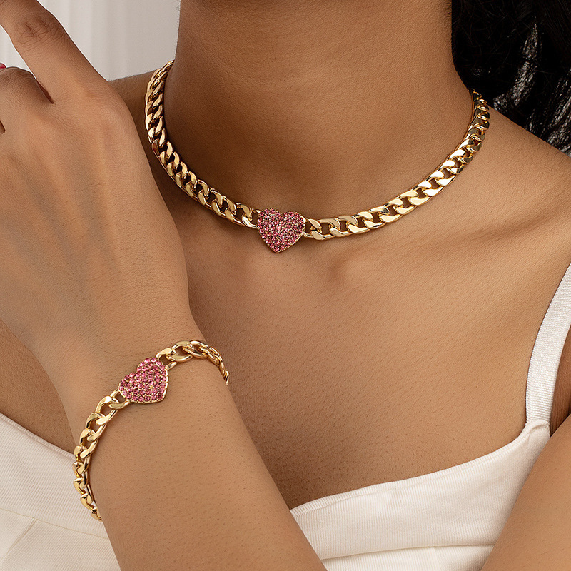 Style 4 Trendy Gold-Plated Heart Necklace & Bracelet Set - Tarnish Free Alloy