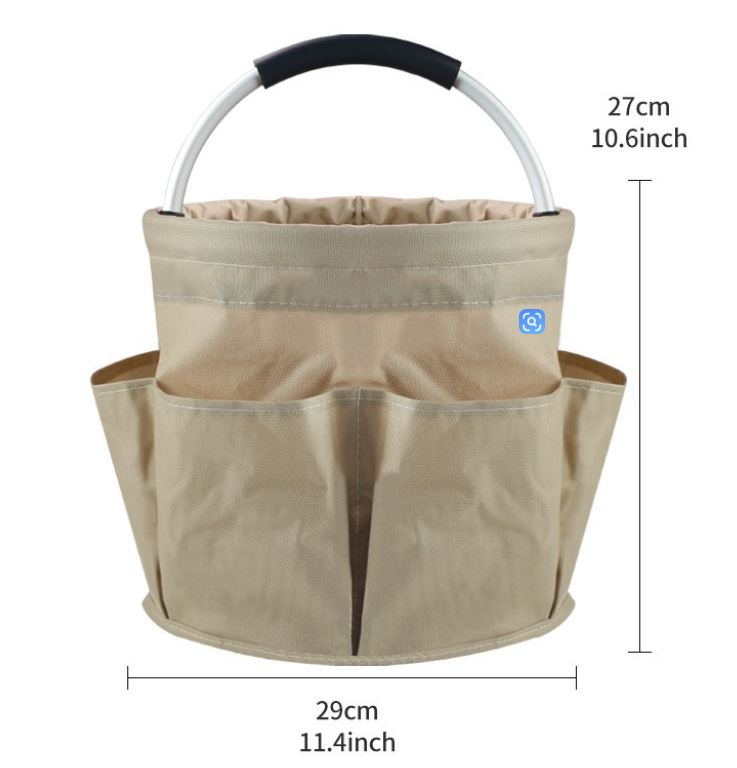 Blue Foldable Oxford Cloth Round Picnic Basket with Padded Metal Handle - 6 view 6