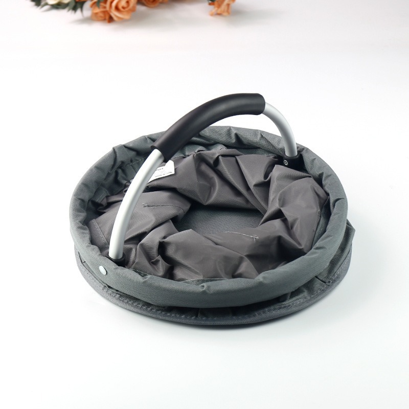 Green Foldable Oxford Cloth Round Picnic Basket with Padded Metal Handle - 6 view 2